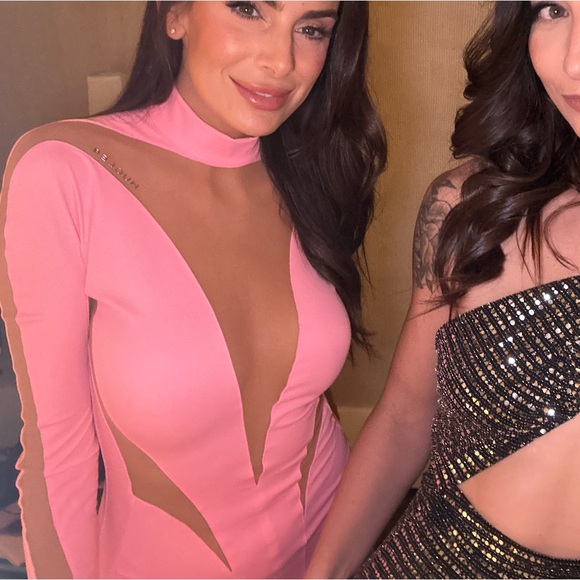 Mugler Dresses Mugler H&M Pink Mesh-Paneled Mini Dress Small - Picture 3 of 3